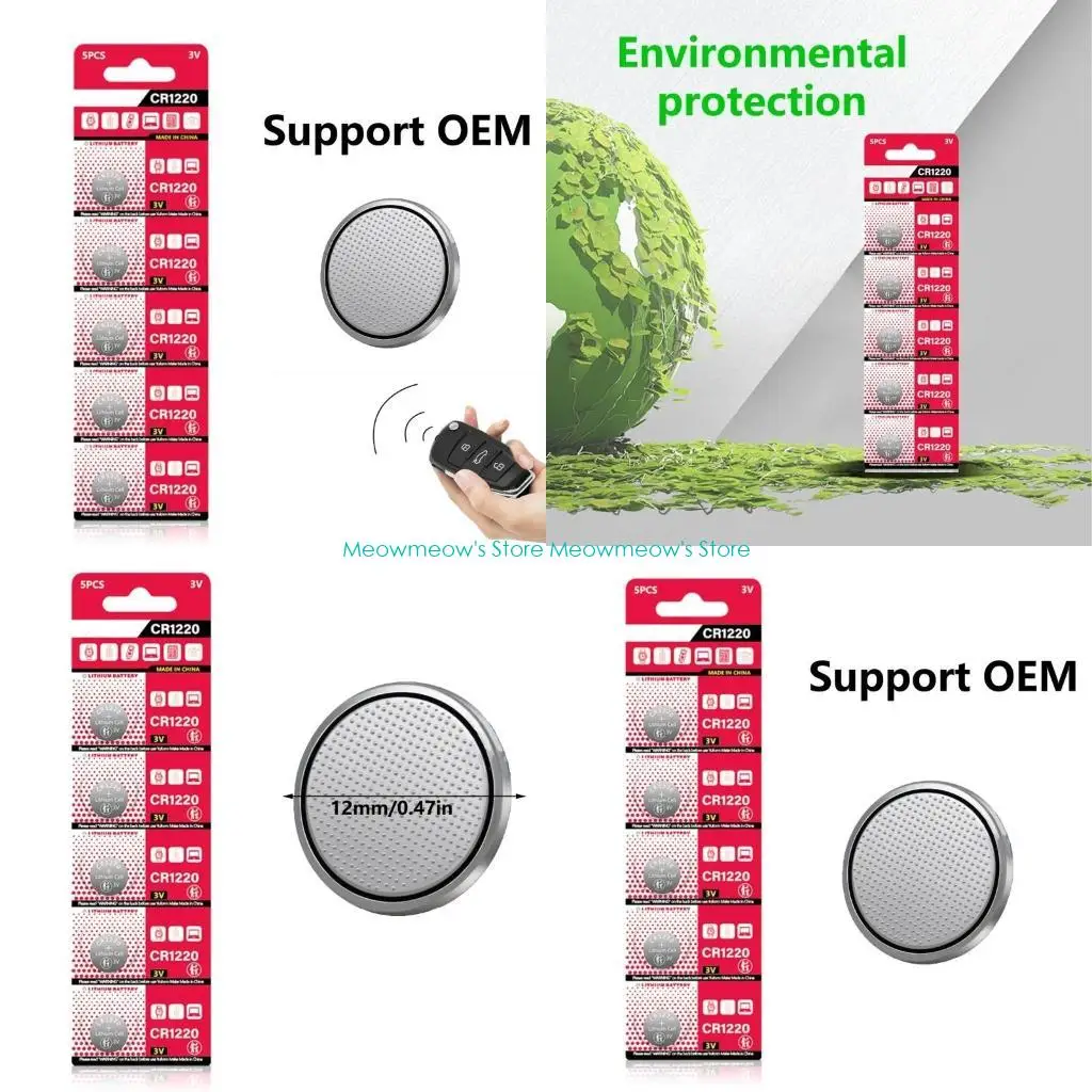 W91A 10PCS CR1220 3V 리튬 코인 세포 계산기 및 카메라 용 배터리