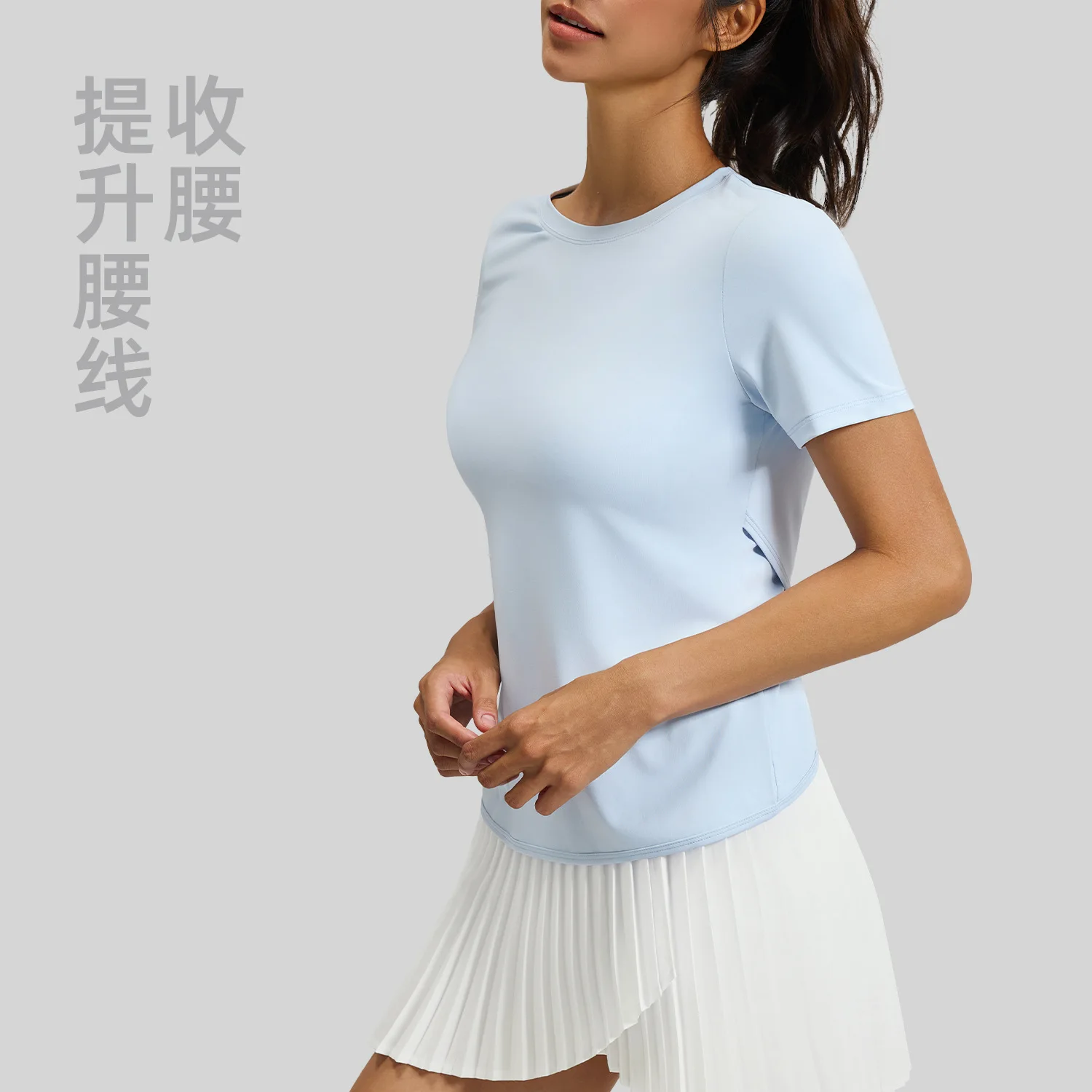 New Back Hollow Cross Yoga Beauty Back Crew Neck Fitness Yoga Suit Short Sleeve T-Shirt
