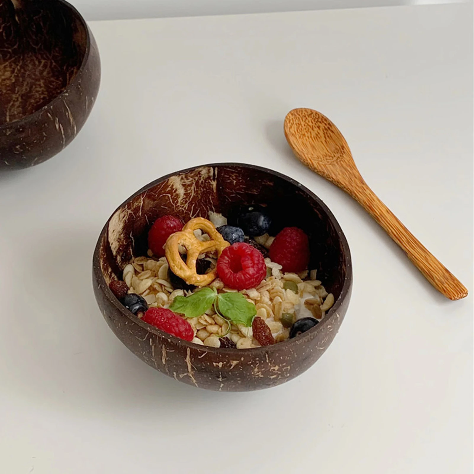

2/4/6set Coconut Husk Bowl Natural Coconut-shell Bowl Salad Dessert Juice Milk Tea Container Reusable Plant Bowl Kitchen Tools