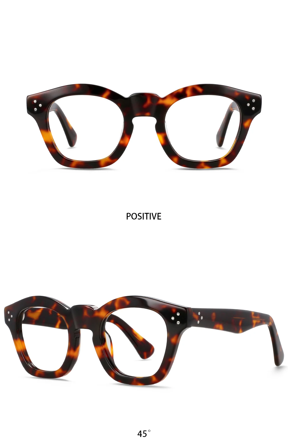 55352 Optische Brillengestelle für Herren und Damen, Vintage-Brille, Computer-Acetat-Brillengestell für Herren, klare Linse – Detail 15