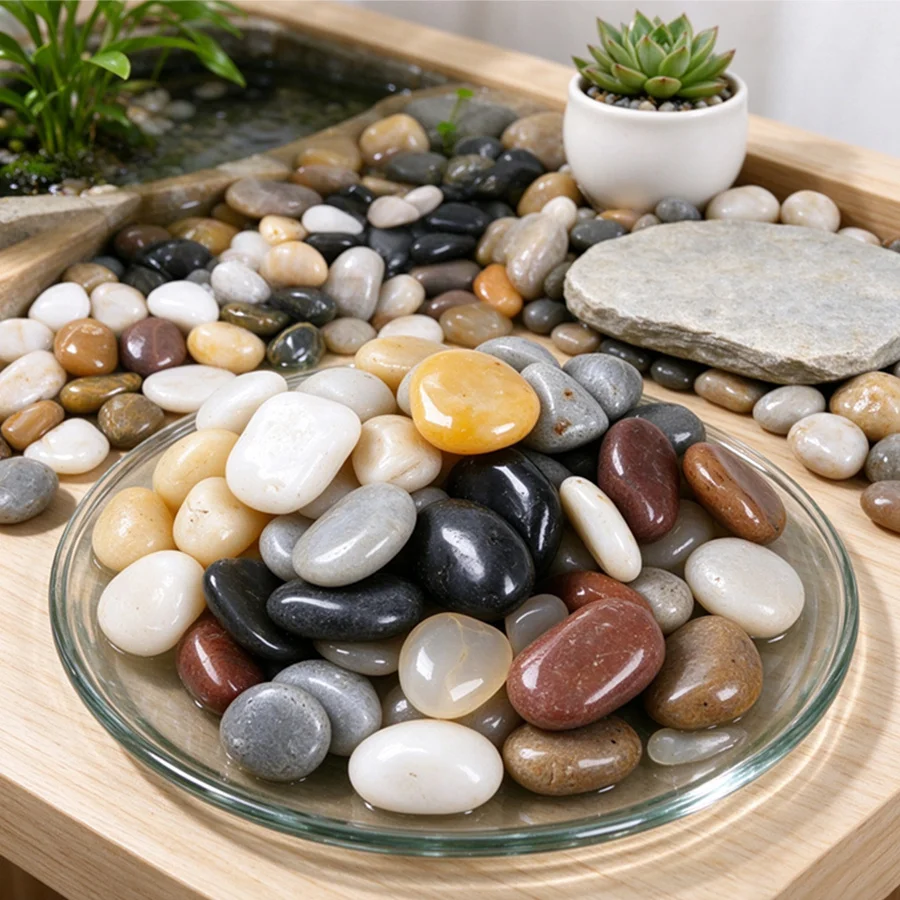 300/600g Glossy Assorted River Pebbles Smooth Polished Gravel for Fish Tank Hydroponic Vase Bonsai Landscaping Garden Path XJM