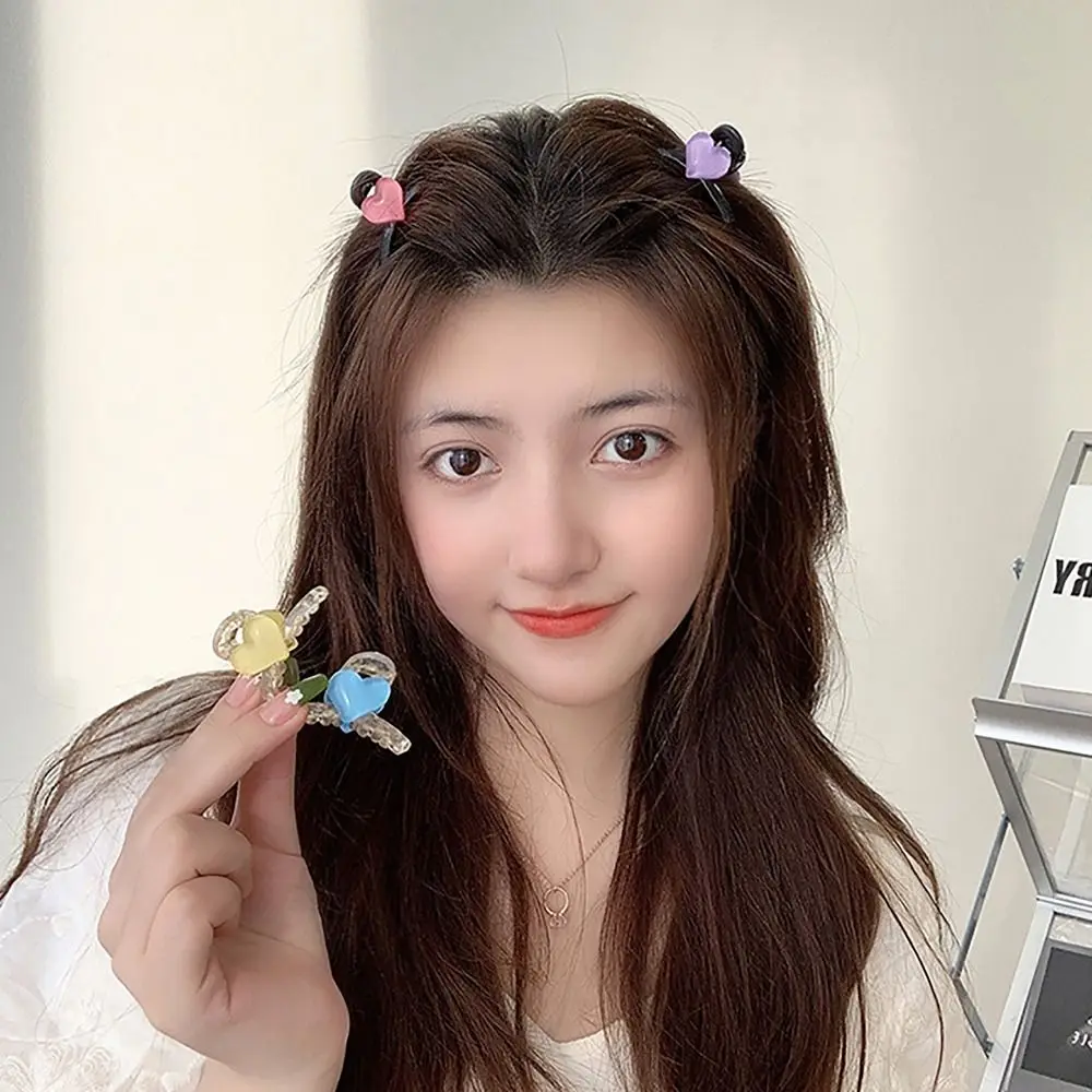 Pinzas de garra de tiburón de Color caramelo, accesorio para el cabello de corazón Simple, Pinza de agarre de flequillo, garra de pelo de Dama