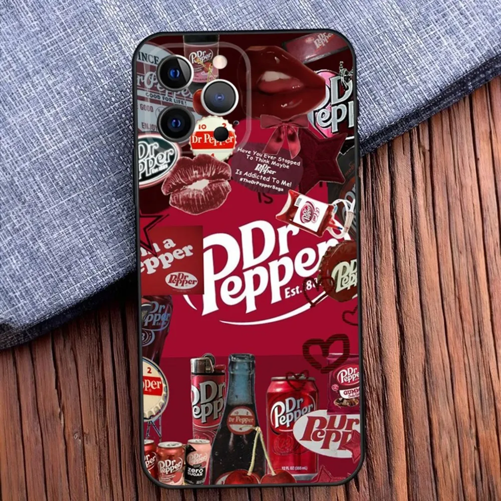 Cherry Drink D-Dr-P-Pepper Phone Case For iPhone 16,15,14,13,12,11,Pro,X,XS,Max,XR,Plus,Mini Black Soft Silicone Case