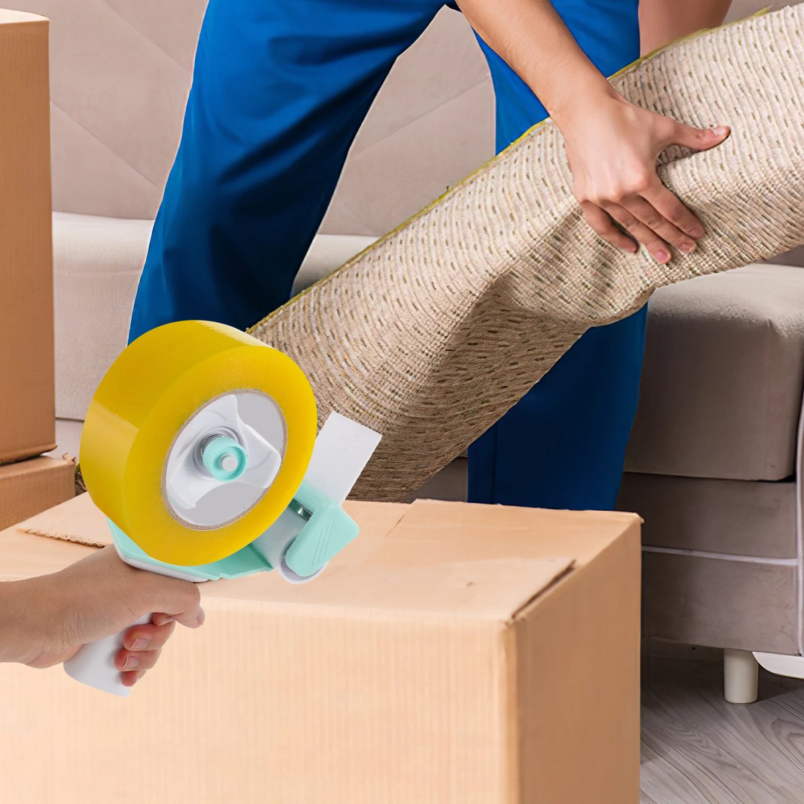 

Packing Tape Dispenser Ergonomic Handheld for Boxes 85008 Light Green Tape Usage Minimizer Portable Shipping Tool Box