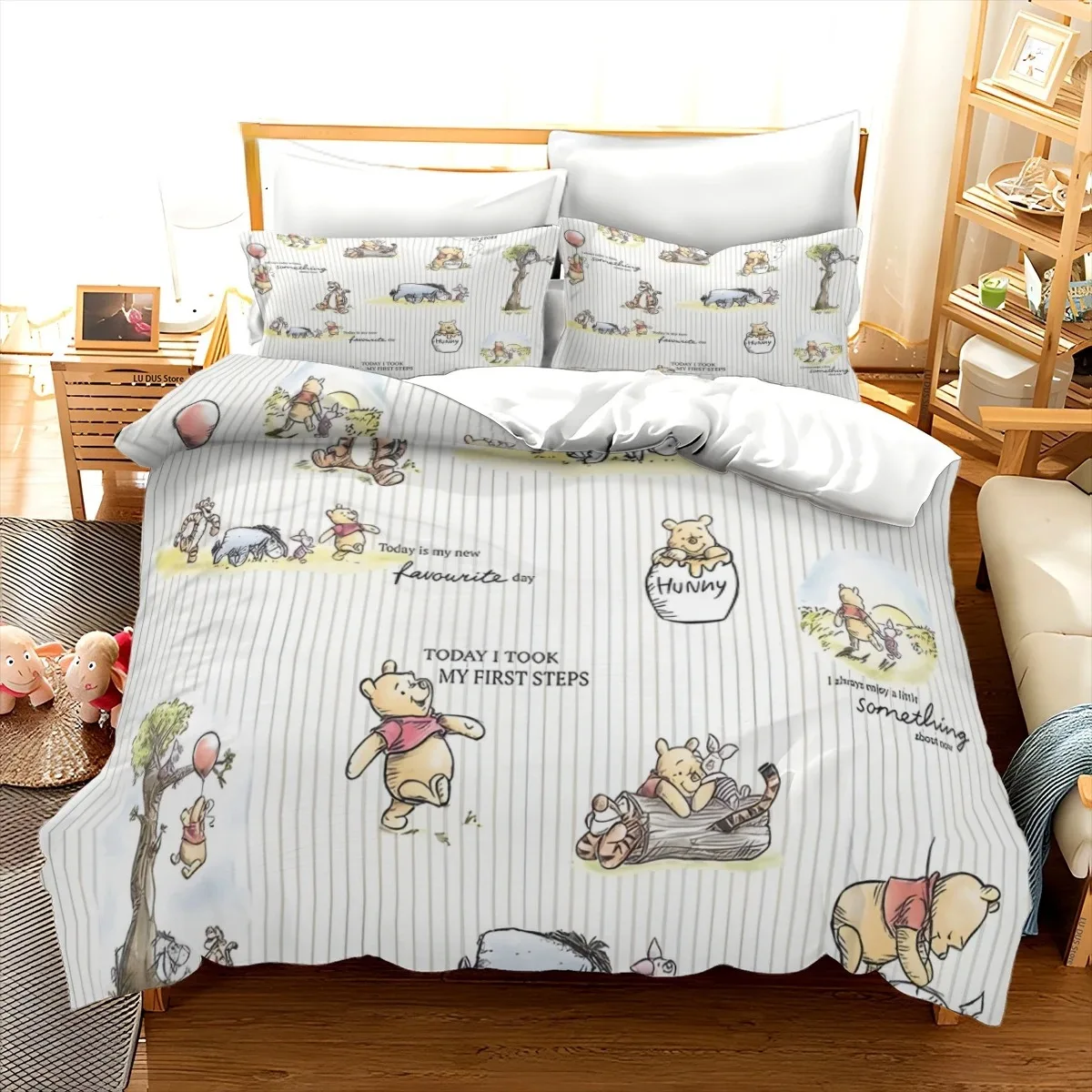 Winnie the pooh Fashion Bedding Set 3D Printing Home Decoration Pillowcase Cute Bear Quilt Cover Gift To Family and Friends