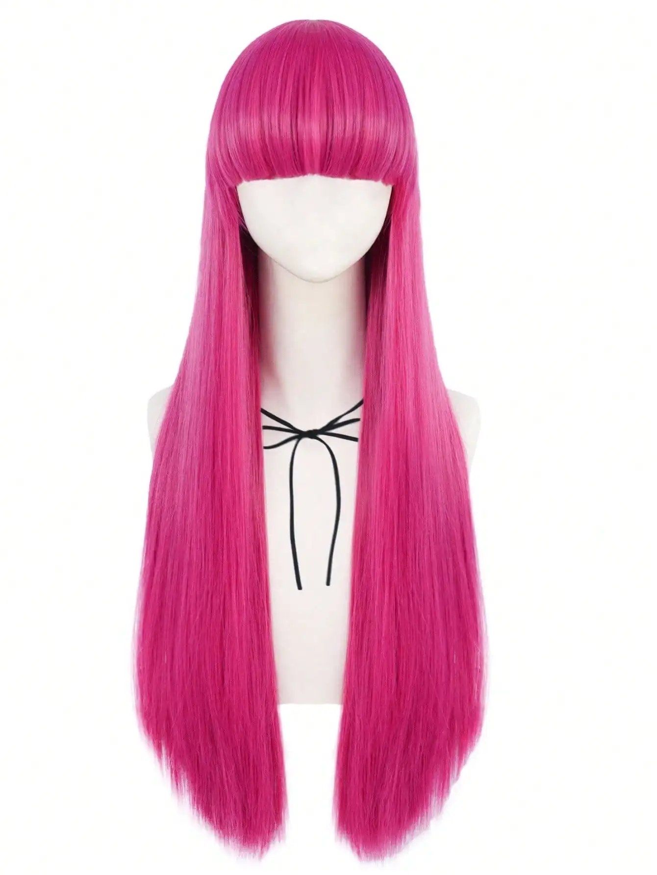 30 بوصة الساخن الوردي مستقيم الأميرة شعر مستعار تأثيري مع الانفجارات للنساء هالوين مقاومة للحرارة الاصطناعية خصلات الشعر المستعار