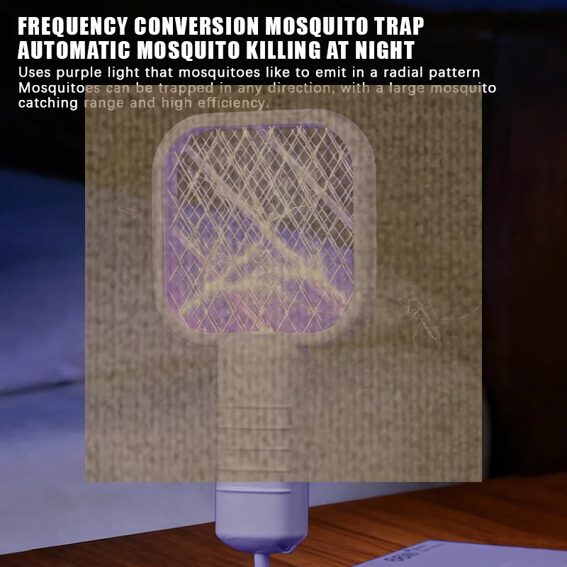 USB Mosquito Swatter Trap Electric Insect Racket UV Zapper Indoor Home Bedroom Effective Shock Safe Pest Control Device