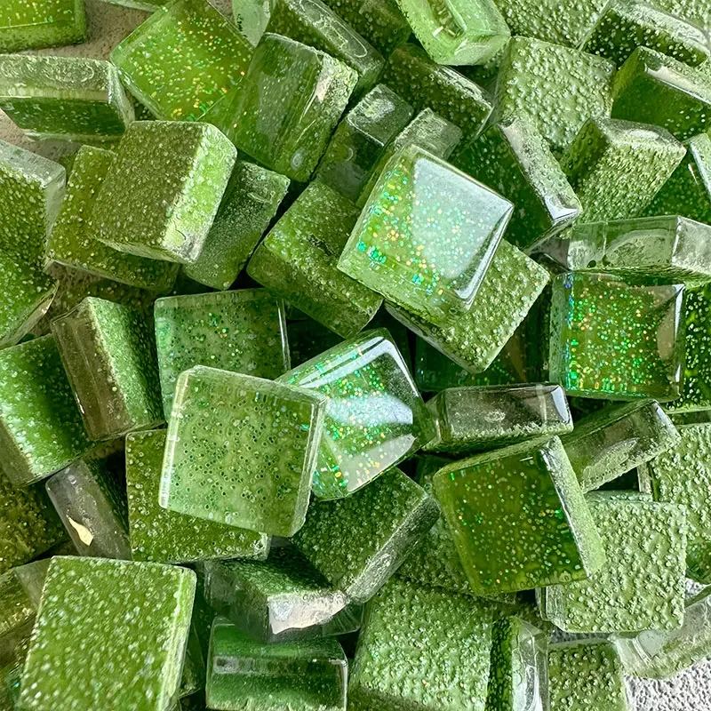 

100PCS Diy Mix Color Glitter Glass Mosaic Stones Mosaic Tiles Glass Pebbles Crafts Material Puzzle For Diy Mosaic Making arte180
