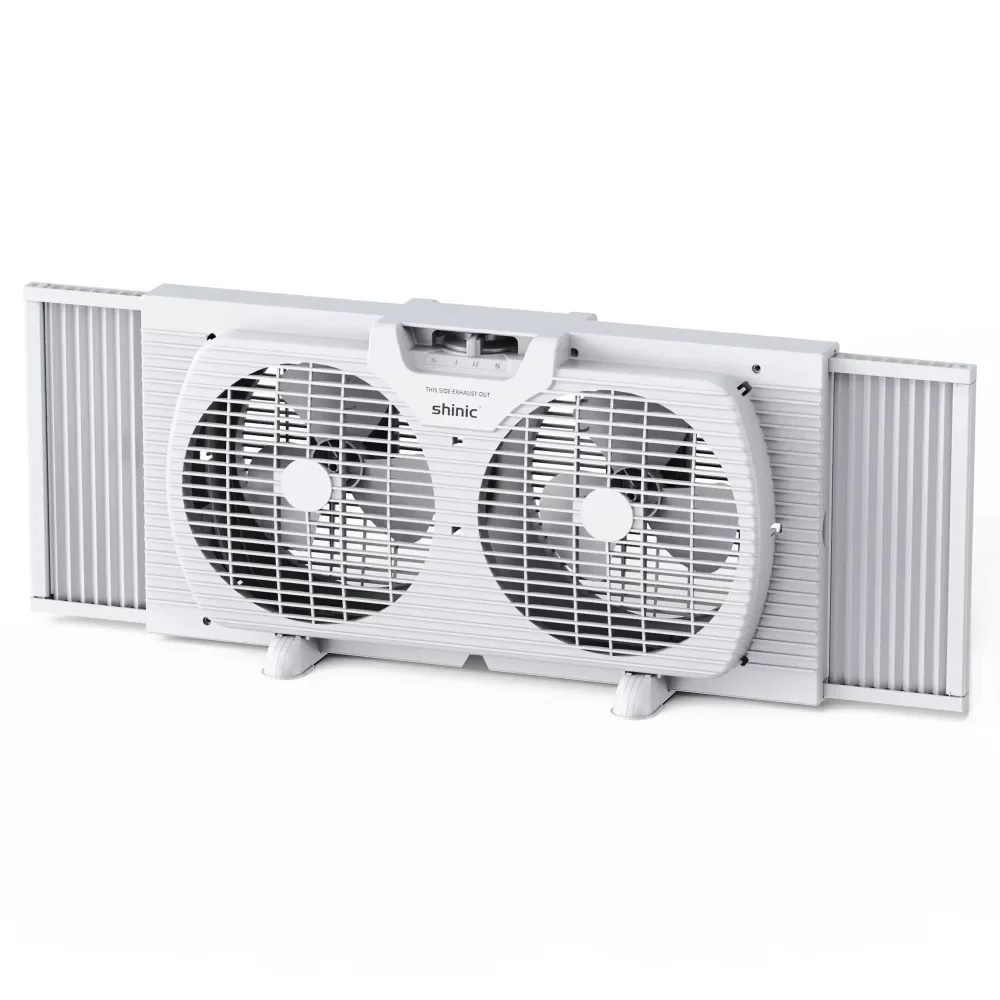 

9" 3-Speed Twin Window Fan with Removable Bug Screen,Fully Assembled,(22“ To 33-1/2"), White