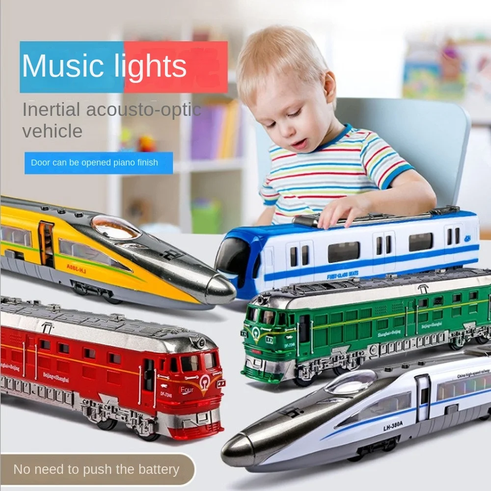 Inertial Sound and Light Music Simulation Train Toy Car Model High-speed Rail Subway Train Children Educational Toys