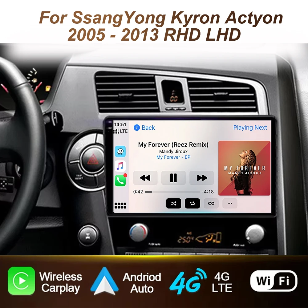 

Carplay Android Auto Player Car Radio For SsangYong Kyron Actyon 2005 - 2013 RHD LHD Navigation 4G Lte Stereo 5G WIFI Head Unit