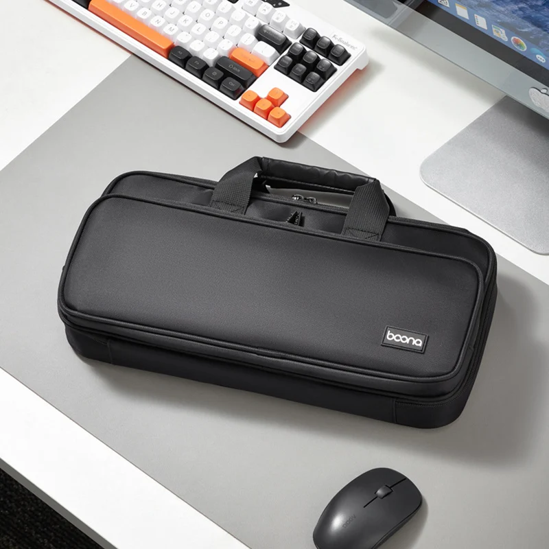 

BOONA Dual Mechanical Keyboard Storage Bag Portable Protective Bag for 82 98 108 Key Keyboard Organizer Mouse Power Bank Storage