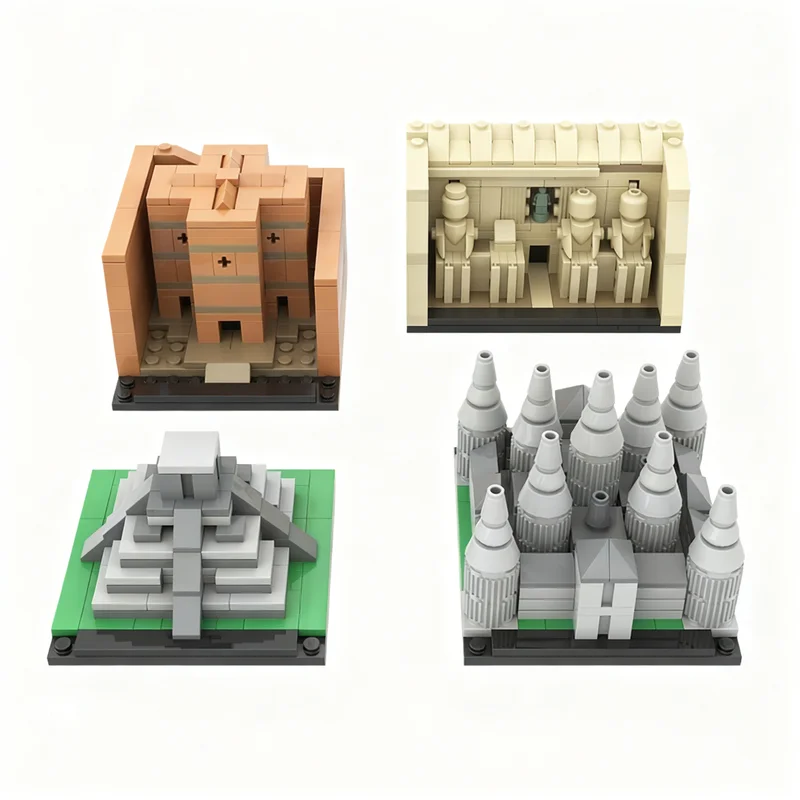 

571PCS MOC Architecture Four More World Wonders Model Custom Building Blocks DIY Assembly Display Gift Collectible Building Set