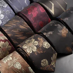 New Design Wedding Men Tie Brown Blue Wine Red Paisley Flower Neckties Men Business Dropshipping Groom Collar Accessories Gift