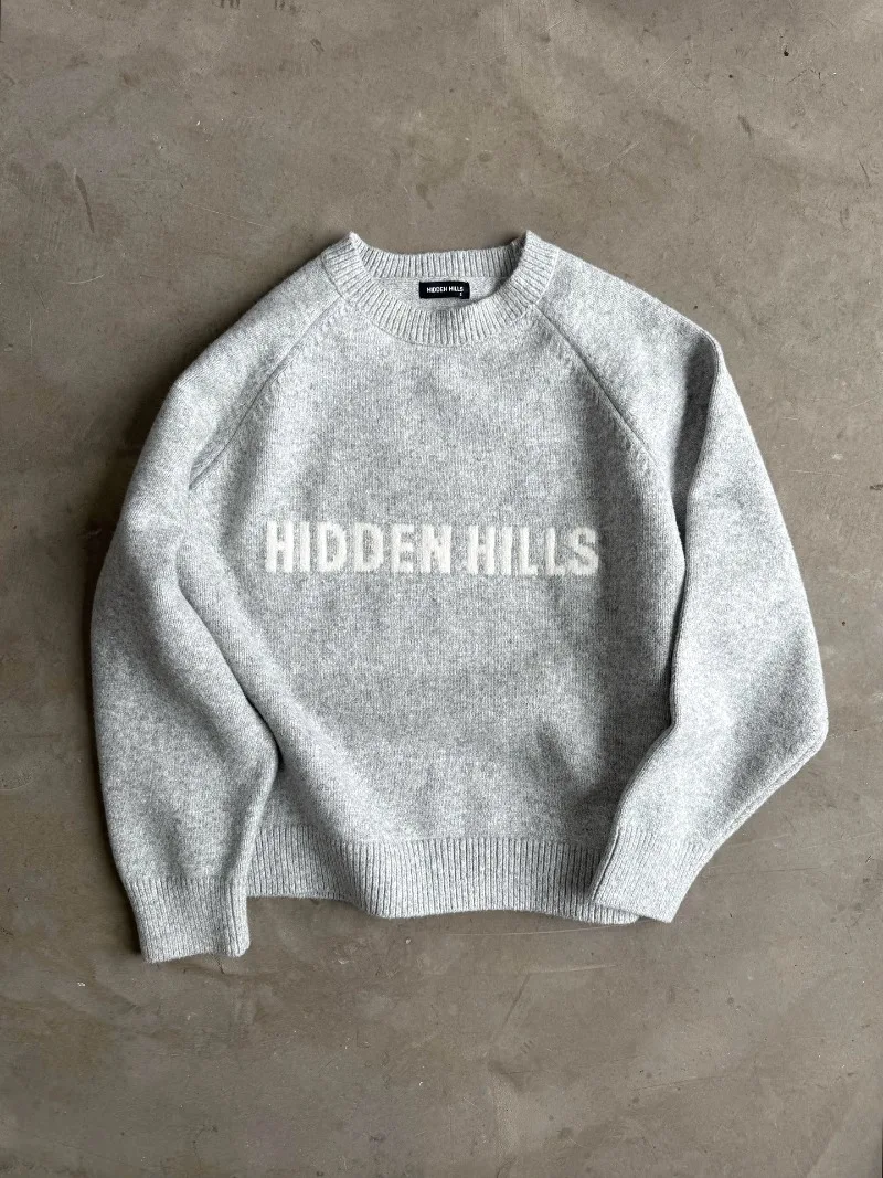 سترة نسائية رمادية بسيطة بنمط حروف إنجليزية قوطية Y2K من Street Y2K، بلوفر عتيق على طراز الهيب هوب الأمريكي متعدد الاستخدامات #6