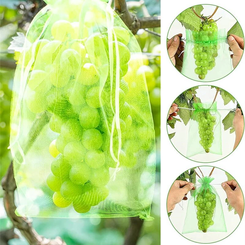 20/50/100 piezas Bolsa de protección contra uvas, bolsa de malla para cultivo, productos de Control de plagas de fruta, gasa transpirable, bolsas de