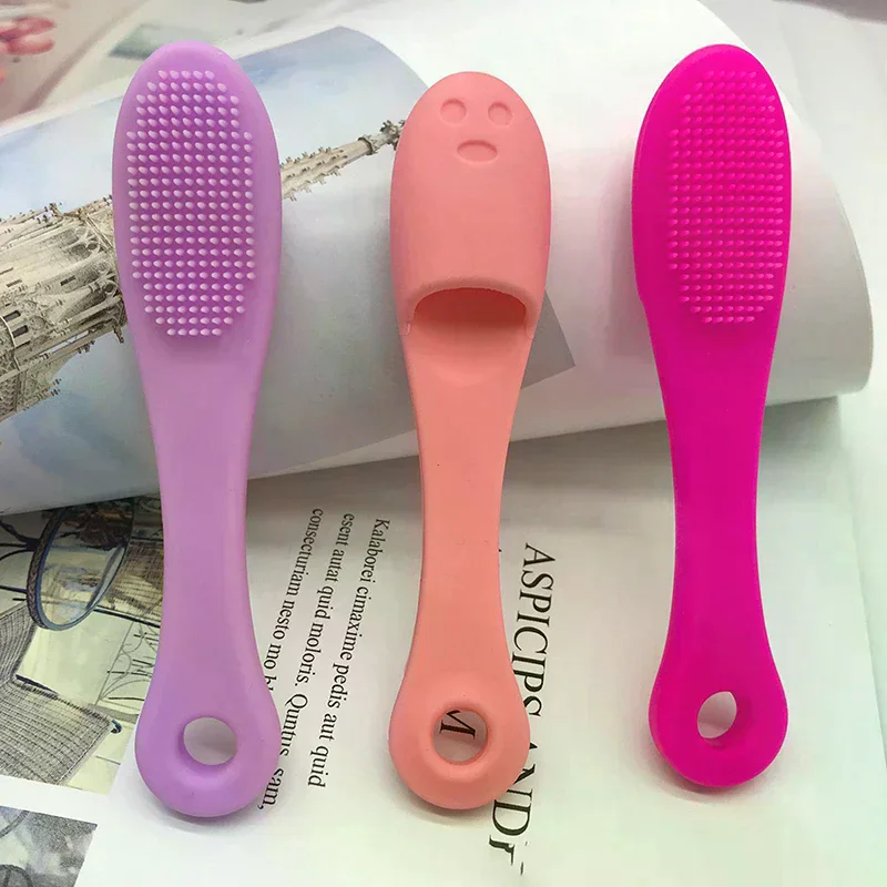 Massage Brushes for Face; Double-Sided Silicone Blackhead Remover; Portable Pore Cleaner for Nose - Detail 1