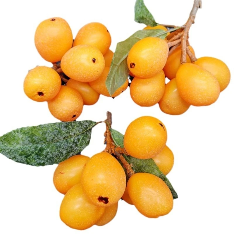 Fake Loquat Artificial Fruit Model Realistic Yellow Loquat Party Decor Ornament F1FB