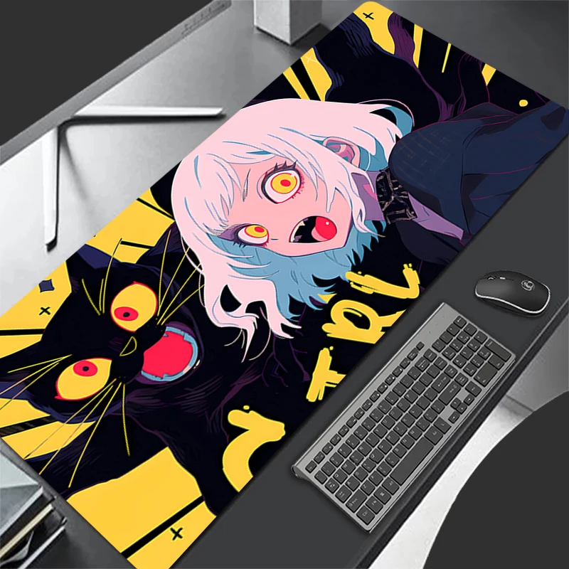 Black cat Anime girl Mouse pad non-slip rubber large table pad computer accessories keyboard pad Anime Game PC carpet Mousepad