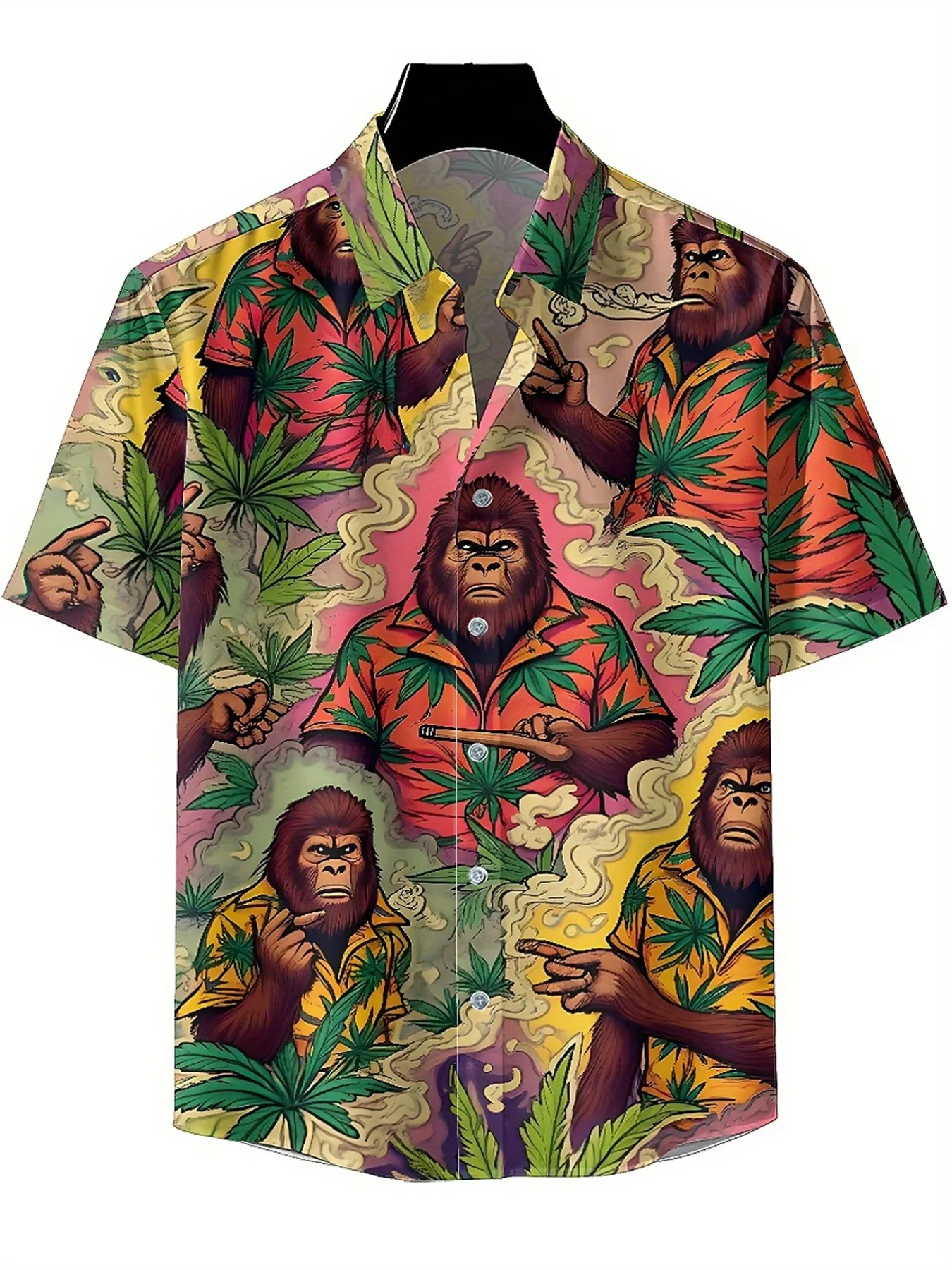 Men's Plus Size Hawaiian Shirts Tropical Gorilla Camouflage pattern,Premium Comfort Youth Clothes,Streetwear Y2K Tops