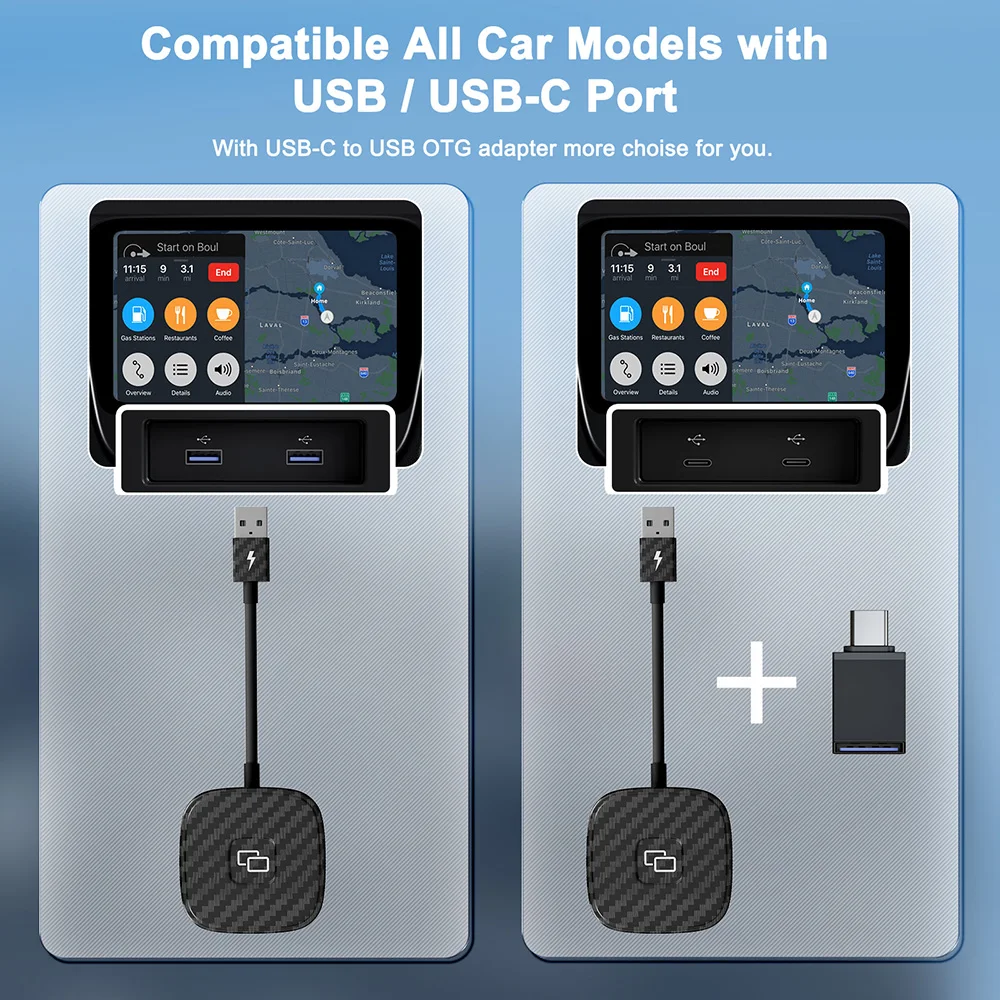 CarPlayจอแสดงผลกระจกรถอะแดปเตอร์แบบมีสายCarplay Mirror Dongle AppleรถสําหรับOEMแบบมีสายCar Play Mirroring Converter