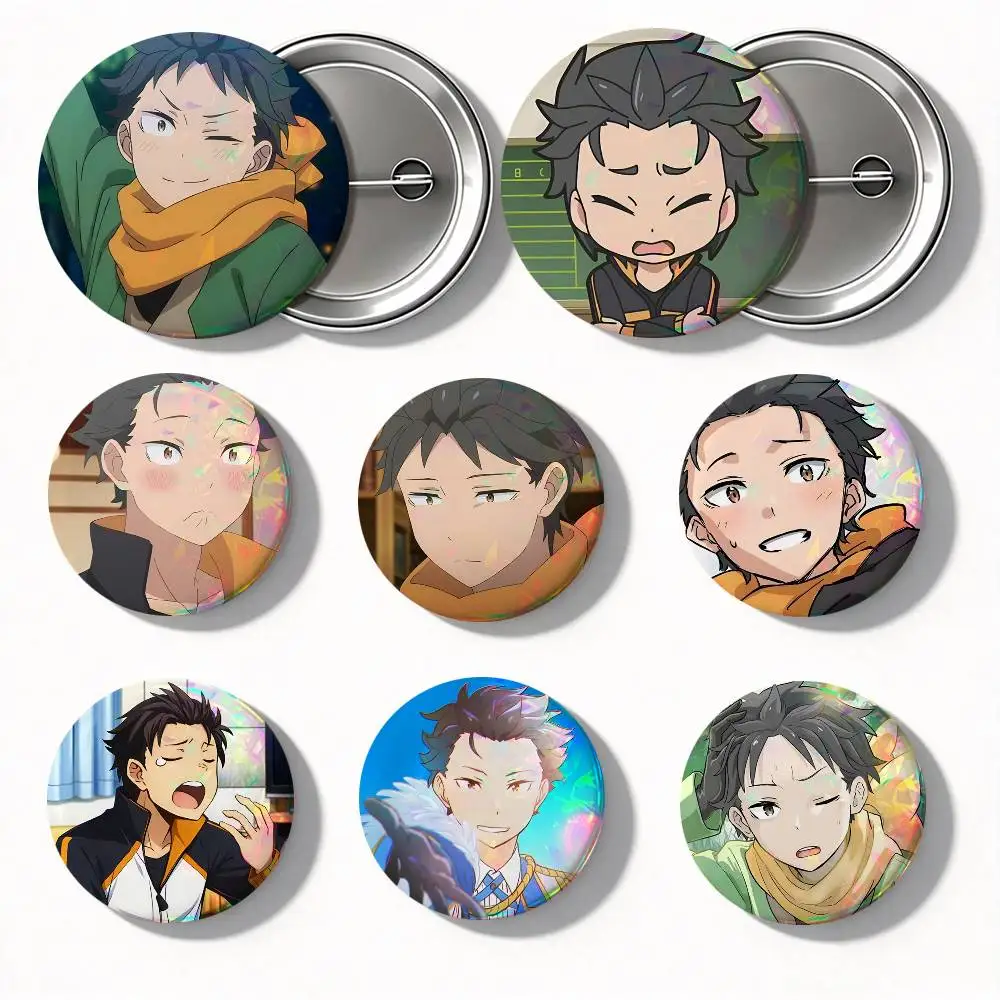 Natsuki Subaru Round Badge Creative Brooch Clothing Backpack Accessories Lapel Pin
