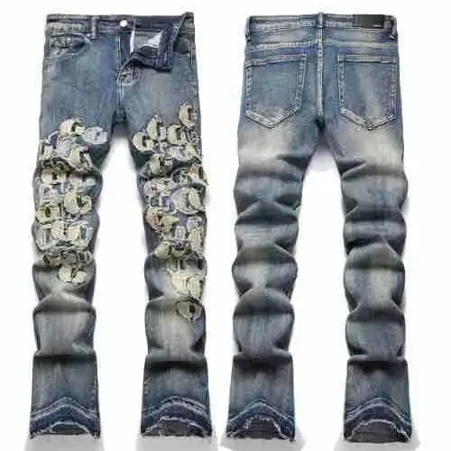 

Синие джинсы Blue Nostalgic High Street в мотоциклетном стиле для молодежи, стрейч, со средней посадкой, на молнии, повседневные, свободного кроя, с эффектом потертости (Stone Washed)