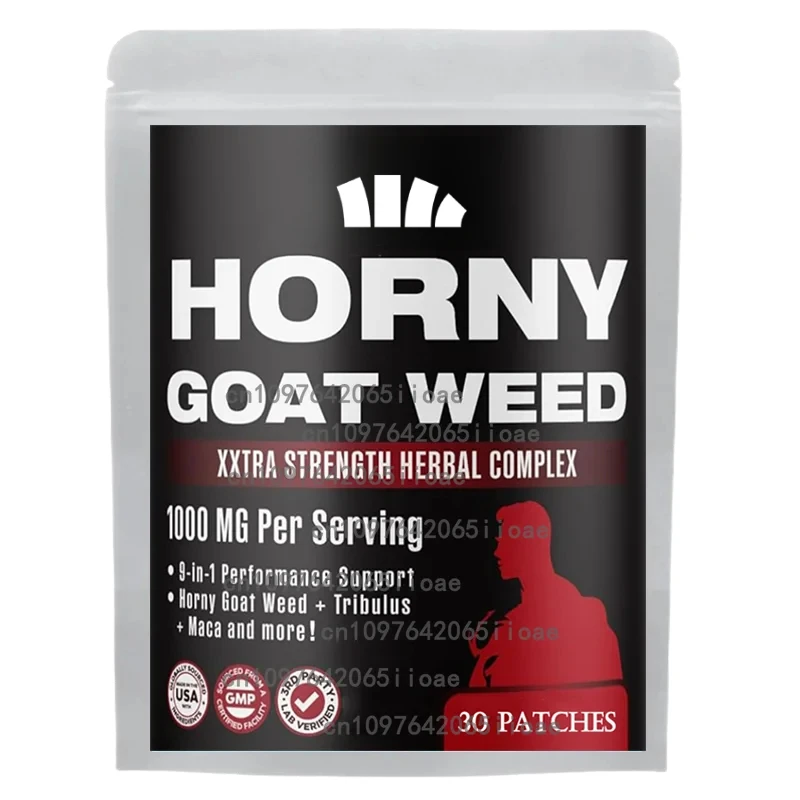 

30 Patches Horny Goat Weed for Men Transdermal Patches with Panax Ginseng Maca Root Energy Booster, Memory Support