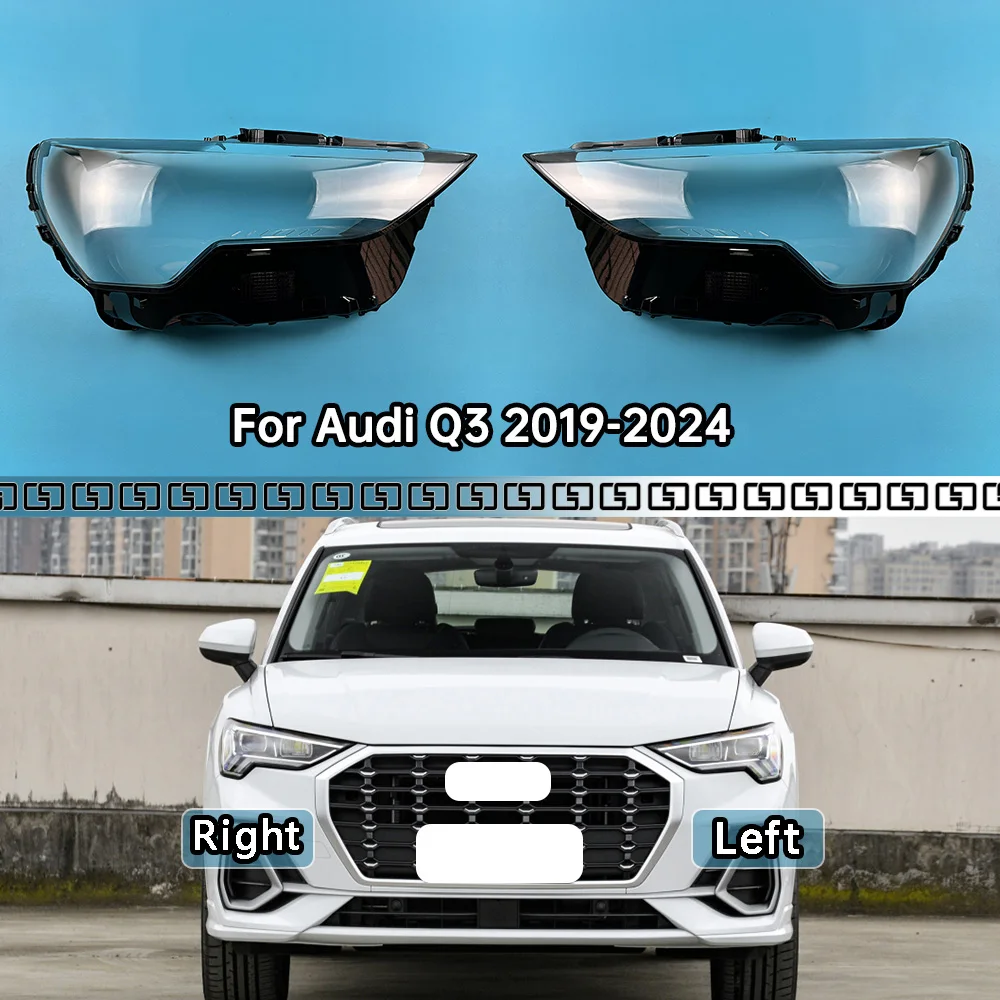 

For Audi Q3 2019-2024 Car Front Headlight Cover Lens Glass Headlamps Transparent Lampshad Lamp Shell Masks