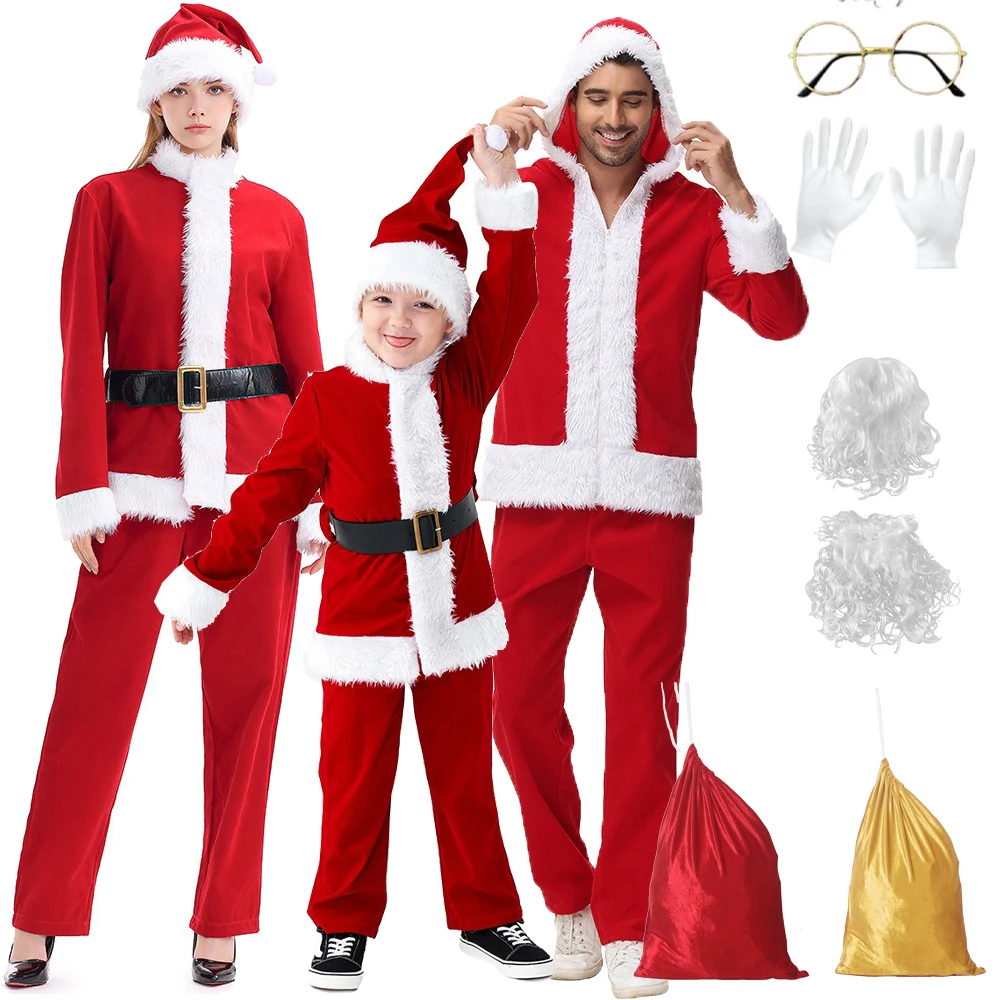 

Christmas Cosplay Costume Santa Claus Disguise Top Pants Uniform Suit for Adult Outfit Halloween Carnival Party Clothes Roleplay