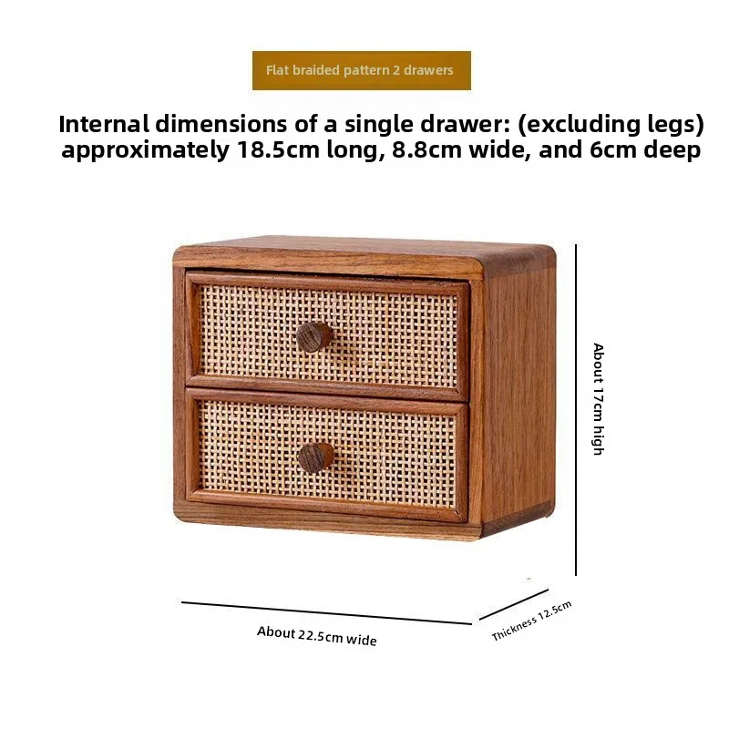 Storage Boxes Desktop Wooden Storage Cabinet Office Desk Rattan Small Drawer Sundries Storage Box Organizador De Maquillaje 6