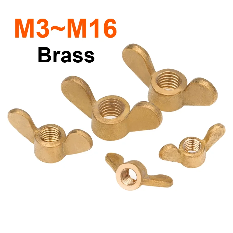 M3 M4 M5 M6 M8 M10 M12 M14 M16 Brass Wing Nuts Copper Butterfly Nut Hand Tightened Wing Nut Big Ear High Quality