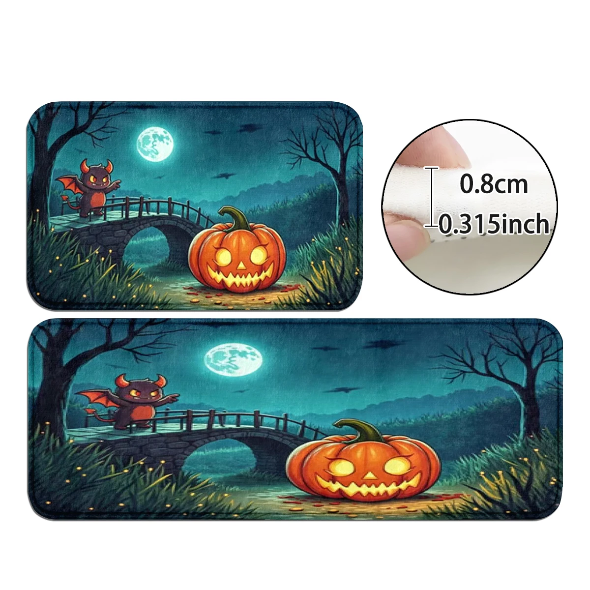 Festive Print Entrance Mat, Long Hallway Runner, Soft Kitchen Mat, Santa Gingerbread Pumpkin Fruit Decor Set