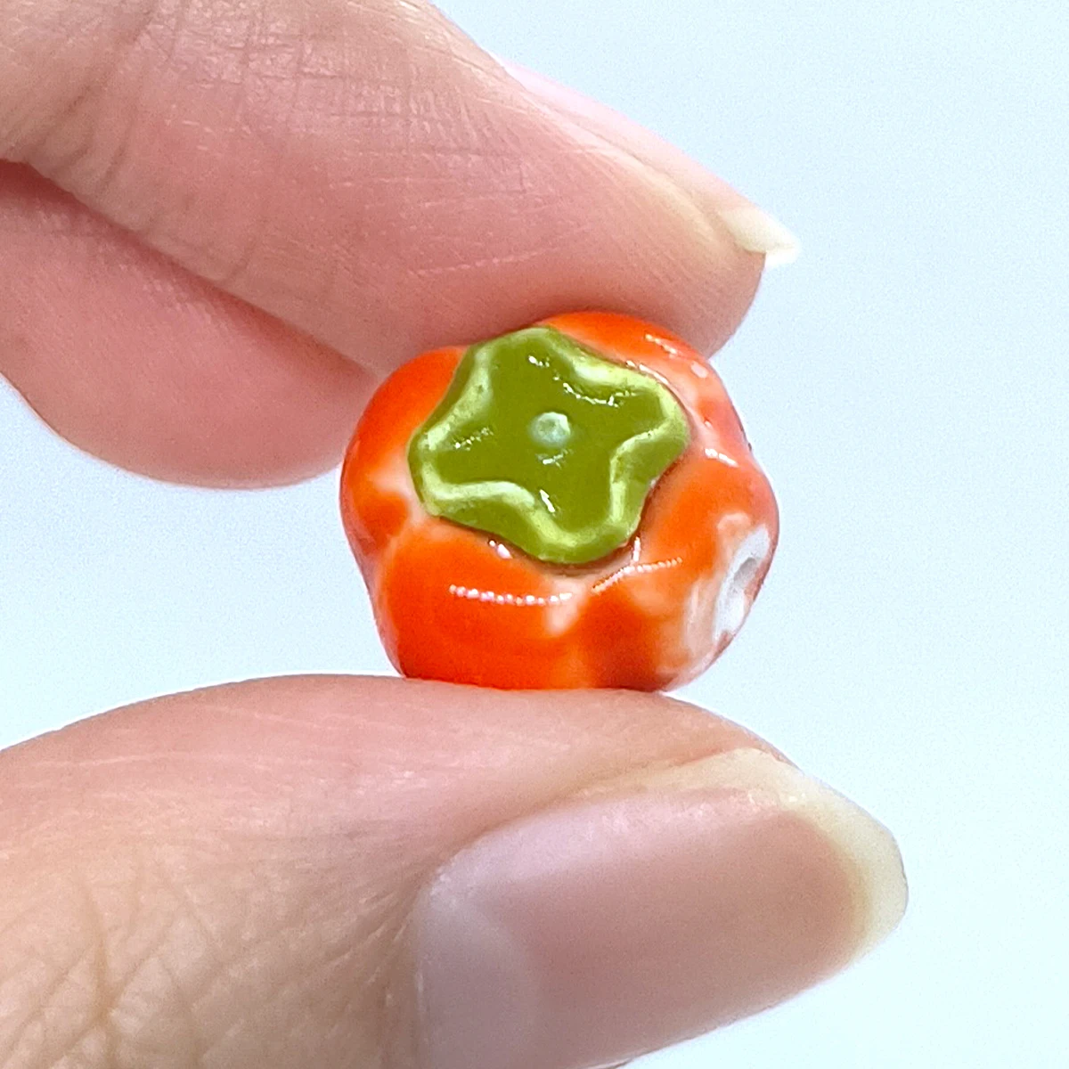 Orange Pumpkin Ceramic Beads 15mm Fall Harvest Charms 4pcs 8pcs for DIY Jewelry Making Bracelet Necklace Gift