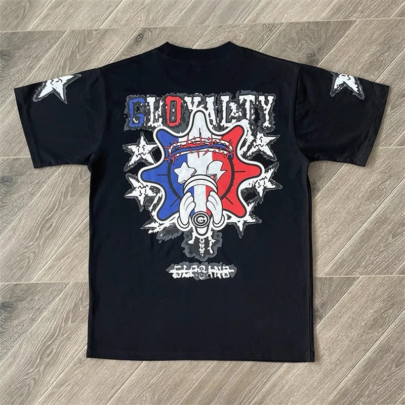 

Black Pure Cotton Glo Gang Boyz Oversized T Shirt Men Women 1:1 Best Quality Cartoon Print Casual T-Shirts Top Tees