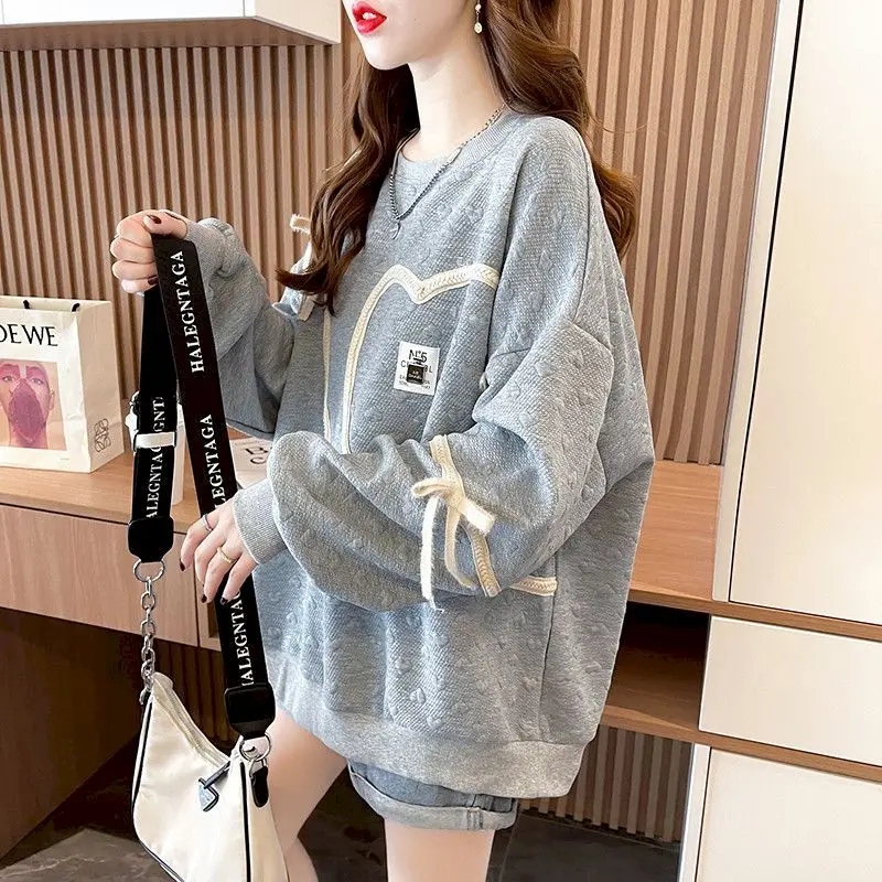 Fashion Pullovers Women Long-sleeved Mid-length Sweatshirts Autumn Trendy Pullover Loose Niche Design Sense Tops Womens Clothes