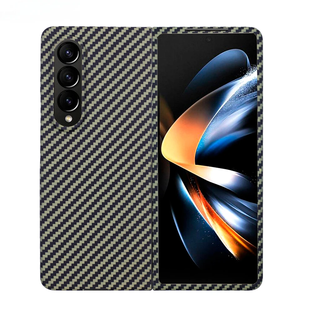 New Genuine Aramid Fiber Yellow Carbon Phone For Samsung Galaxy Z Fold 4 Upgraded Version Ultra Thin Z Fold 3 CASE Cover