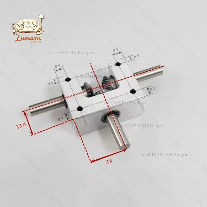 90 Degree Differential Assembly Gearbox 1:1 Spiral Bevel Gear Small Dual Output Shaft Angle Converter Shaft Diameter 6/8/10MM