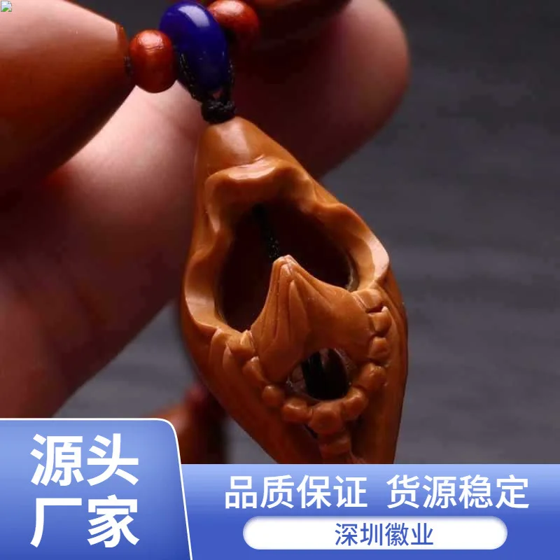 

Olive Stone Bead Bracelet Polished Triangular Handheld Buddha Pendant Single