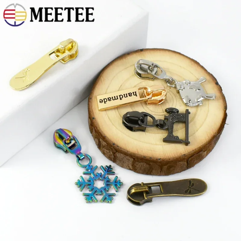 5/10Pcs Meetee 5# Nylon Zipper Pulls for Sewing Zippers Slider Jacket Zips Puller Closures Bags Head Zip Repair Accessories