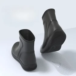 Low Cooking Men's Rain Boots Black Silicone Male Ankle Chef Shoes Kitchen Short Summer Big Size Comfortable Rainy Day 2025 Mud