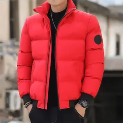 Autumn Winter Men Parkas Trend Fashion Casual Solid Epaulet Stand Collar Pockets Zipper Loose Thicken Cardigan Cotton Coats Tops