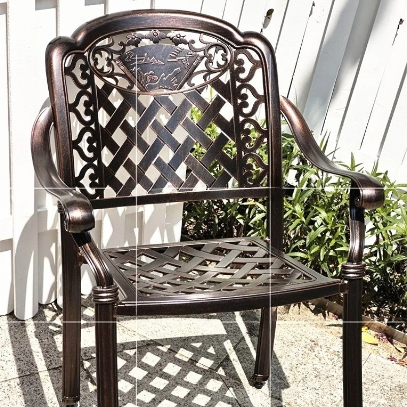 Outdoor leisure garden cast aluminum chair diagonal outdoor open-air sunscreen all-aluminum dining chair