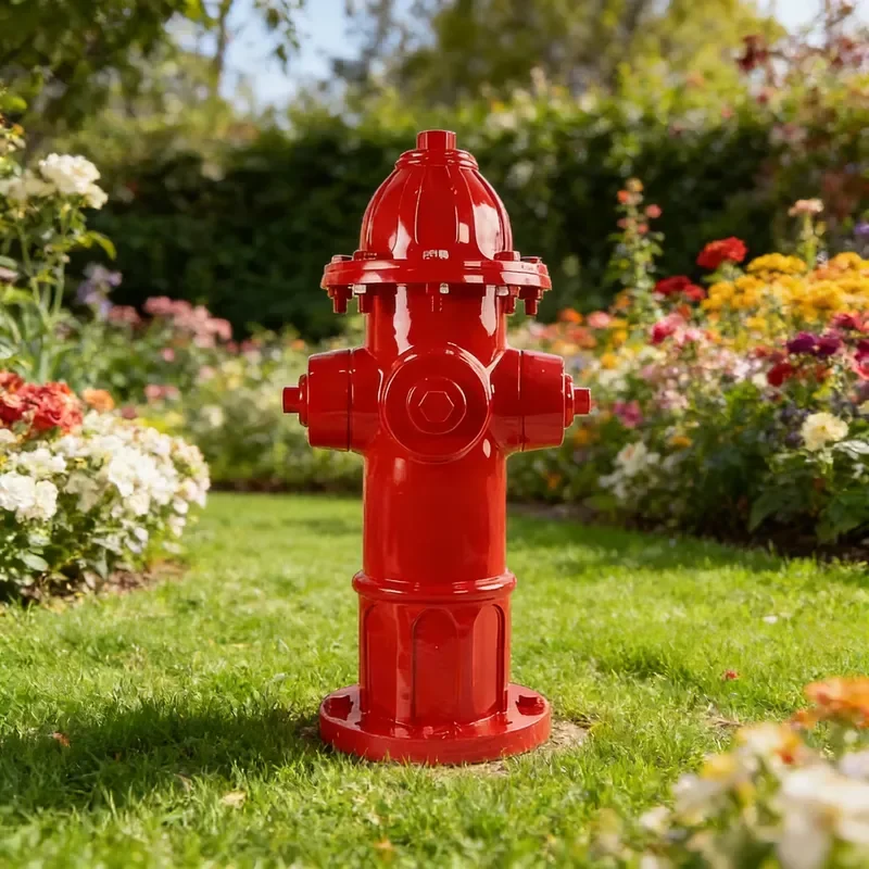 Classic Red Fire Hydrant Resin Sculpture, Authentic Vintage Design with Silver Cap, Realistic Collector's Item for Home Decor