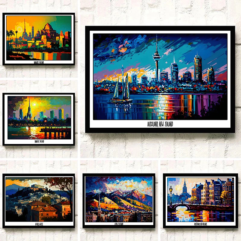 Aspen Greece Thailand Boston Skyline Cityscape Poster Printing Decorative Canvas Painting Living Room Bedroom Wall Art Home Deco