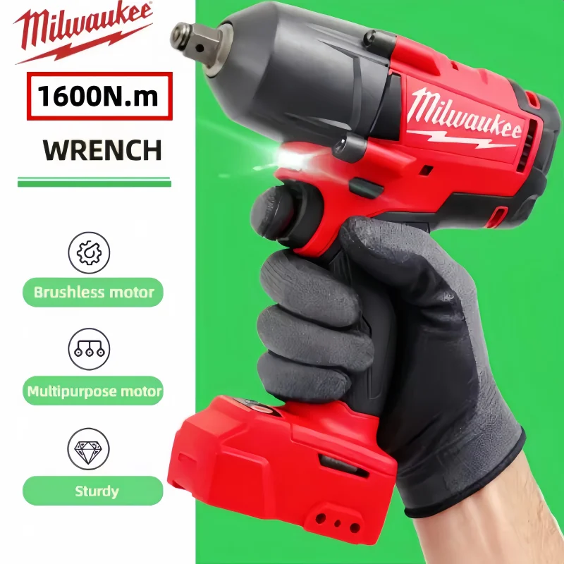 

M18 Cordless Electric Wrench For Milwaukee 18V Battery Large Torque 1600NM Brushless Impact Wrench Car Truck Repair Power Tools