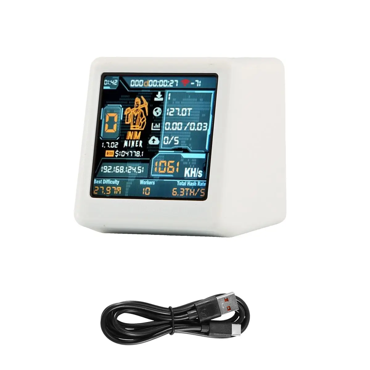 A14G NM TV Smart TV 1060KH/S Hashrate V2 BTC SOLO Lottery Miner & Smart Gift Home Desktop Clock White