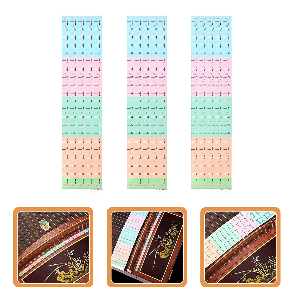 

3 Pcs Zither Fingering Sticker Guzheng Scale Practicing Accessory Stickers Guide