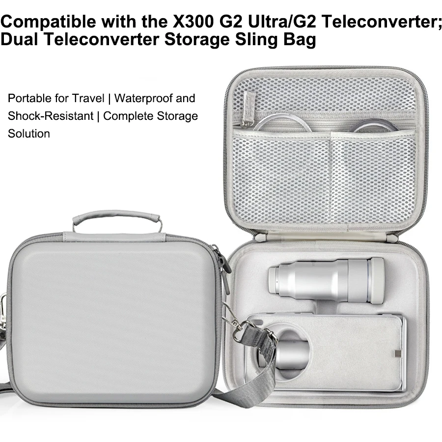 

Shockproof Carrying Sling Bag for vivo X300 ultra G2 Ultra/G2 Teleconverter Dual Lens Case with Dual Zippers