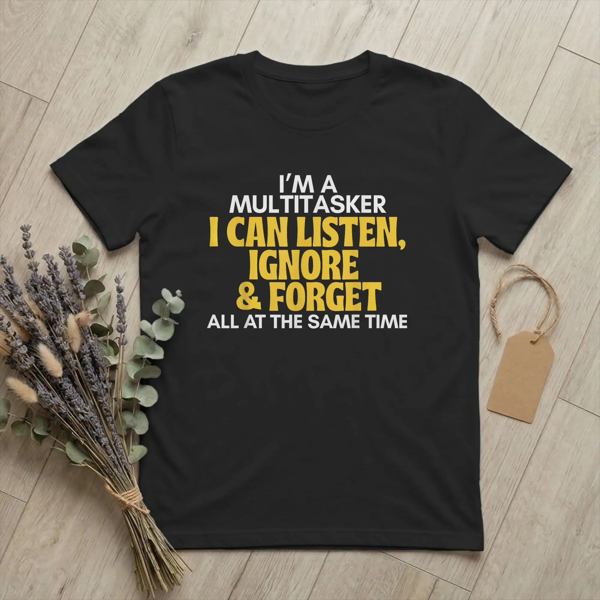 T-shirt Vintage « Je suis multitâcheur, je peux écouter, ignorer, oublier » pour hommes, col rond, en coton, t-shirts amusants à manches courtes, articles d'été